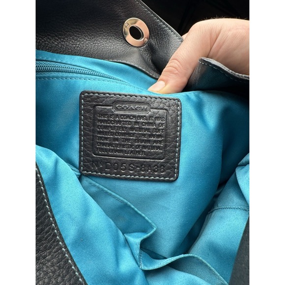 Vtg Y2K Coach Chelsea Pebble Leather Turnlock Top Bag Purse D05S-8A38 BLUE Navy - Picture 8 of 13